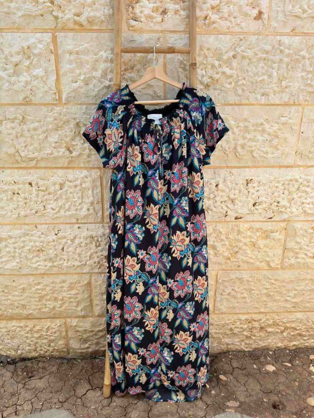 שמלת ריינה שחור פרחוני M